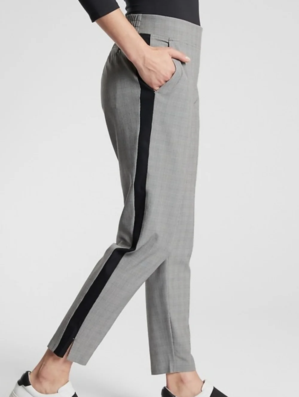 ATHLETA Brooklyn Glen Plaid Pull On Pant Sz 10T Gray Black Travel Athleisure - Picture 5 of 16